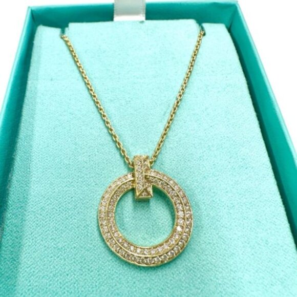Tiffany & Co. Necklace T 1 Circle Pendant 0.65ct Diamond 18K Yellow Gold - Picture 1 of 4